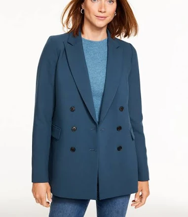 Women's Talbots Double Breasted Twill Blazer
