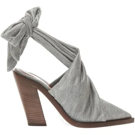 Pewter Melange Tillington Scarf Tie Detail Jersey Point-toe Mules