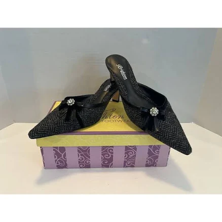 Brighton Pointy Toe Wool Tweed & Leather Mules
