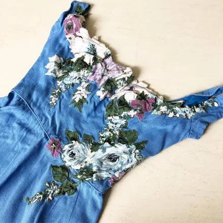Gorgeous 50s Peggy Hunt with Floral Applique