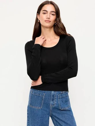 Old Navy Women's Fitted Scoop-Neck Cropped Jersey Sweater