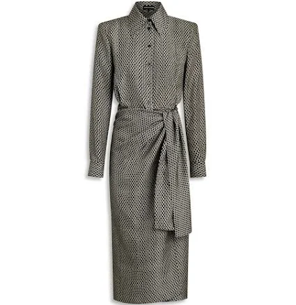 Silk Chain Print Wrap Dress
