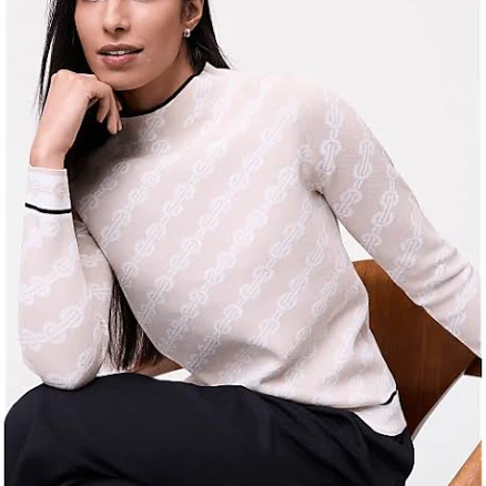 Ann Taylor Women's Geo Mock Neck Sweater