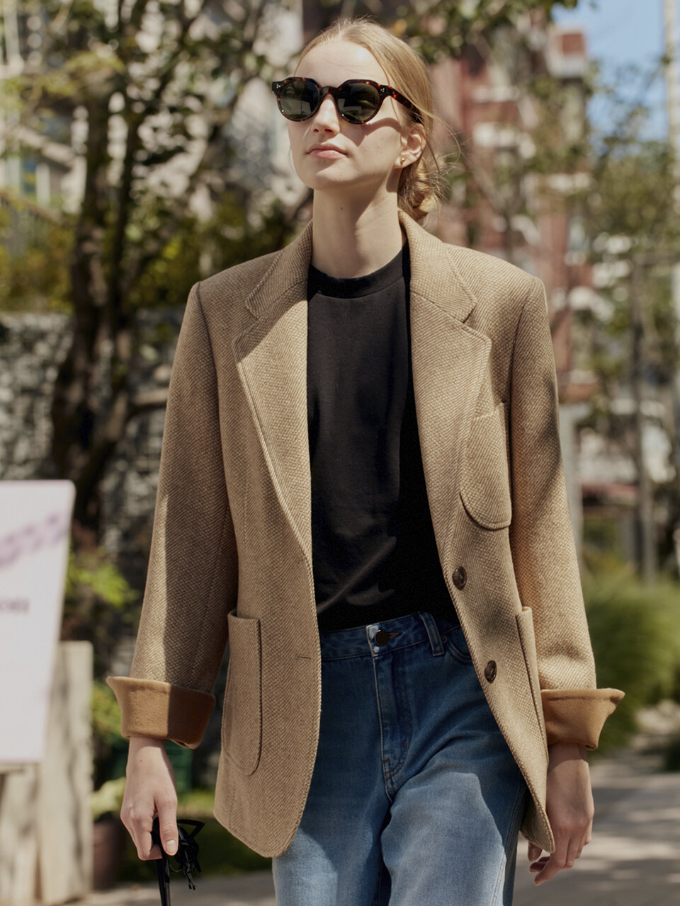 Banpo Out Pocket Blazer_Brown Herringbone