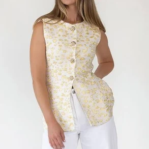 Alina Jacquard Button VestAlina Jacquard Button Vest