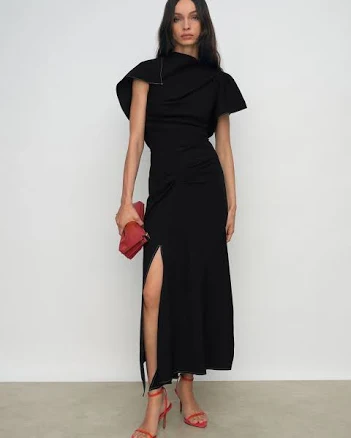 Womens Reiss Saskia Asymmetric Draped Midi Dress