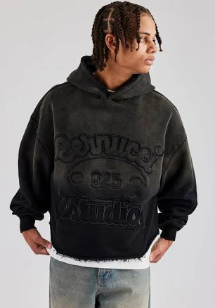 Cernucci Washed Embroidered Boxy Hoodie