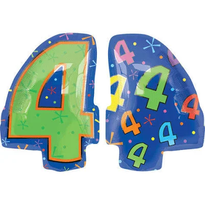 Number 4 Multi-Color Balloon