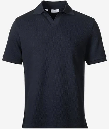 Open Collar Knit Polo Navy