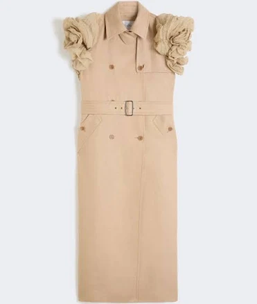 Max Mara Sleeveless Ruffle Duster Coat