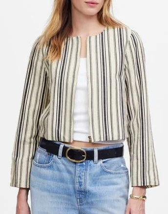Madewell Women's Stripe Crop Cotton & Linen Jacket