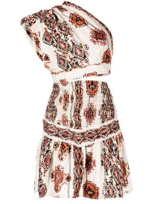 Graphic-Print One-Shoulder Dress