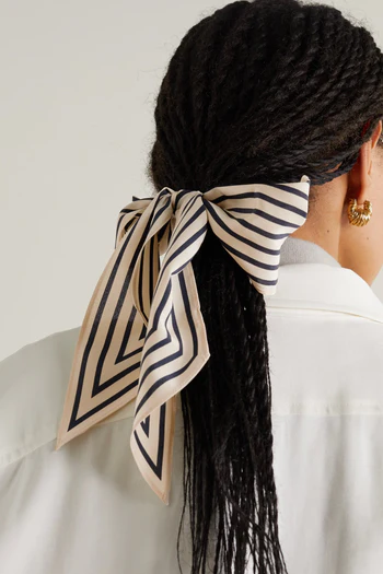 Striped silk scarf beige/brown