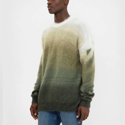 Off-White Men's Diagonal Stripe Brushed Mohair Blend Sweater