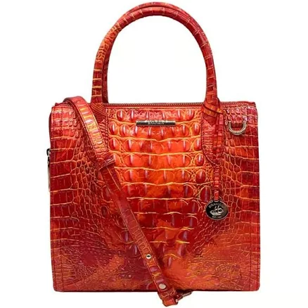 Brahmin Bags Brahmin Melbourne Small Pink Flamingo Caroline Crocodile-Embossed Leather Bag