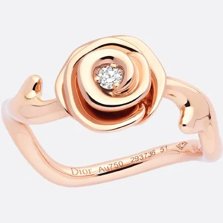 DIOR Small Rose Pink Gold Diamond Couture Ring