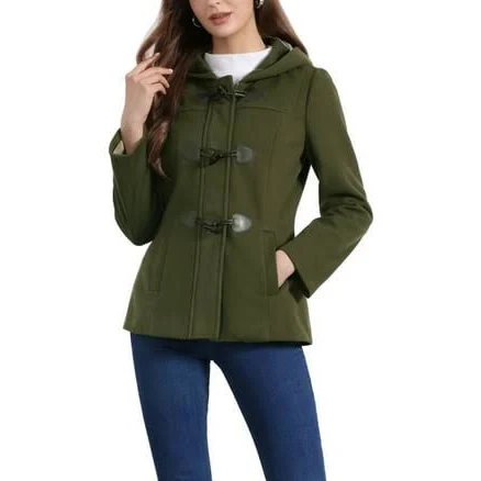 Inspire Chic Women's Cropped Toggle Duffle Coat