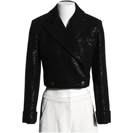 CHANEL 2018 Hamburg Shimmery Double Breasted Cropped Jacket