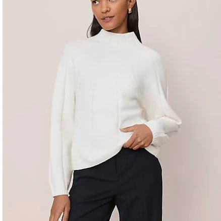 Ann Taylor Women's Contrast Stitch Turtleneck Sweater