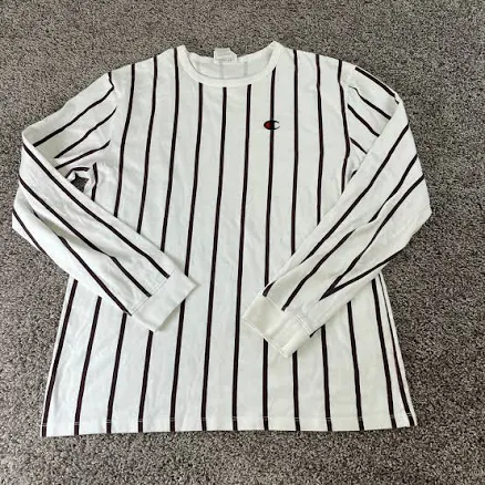 Champion Long Sleeve Striped Cotton T-Shirt