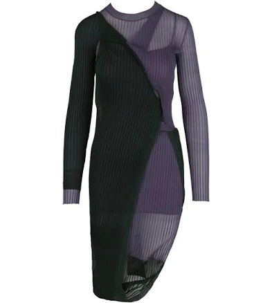 Bottega Veneta Women's Two-Toned Draped Ribbed Dress
