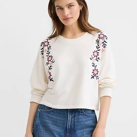Loft Women's Floral Embroidered Sweatshirt