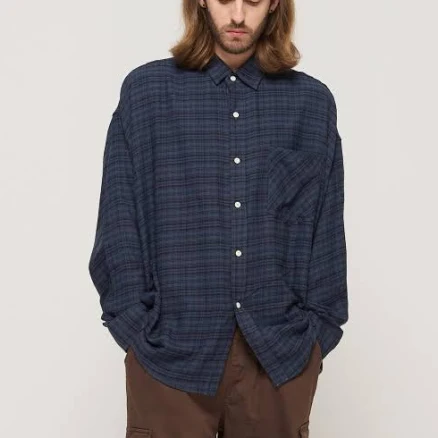 CARGOBROS Vintage Rolling Boxy Oversized Check Shirt