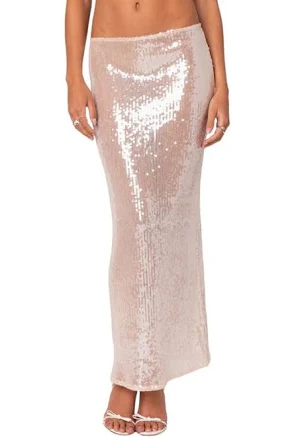 Edikted Women's Riki Sheer Sequin Maxi Skirt