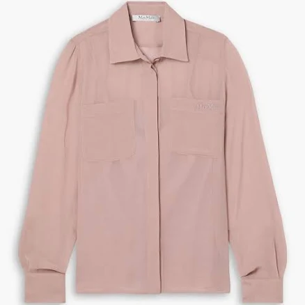 Max Mara Ercole silk-georgette shirt - Women - Blush Tops - IT 46