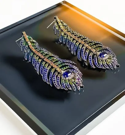 Plume d'Éclat Peacock-Inspired Drop Earrings