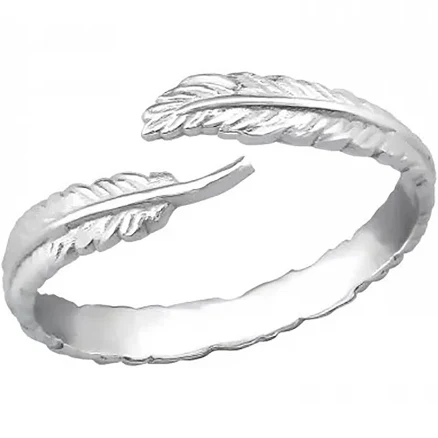 Open Feather Silver Ring