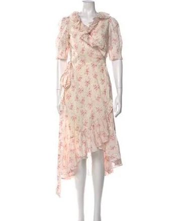Polo Ralph Lauren Floral Print Long Dress w/ Tags in Neutrals/Pink, Women's US 2 | XS