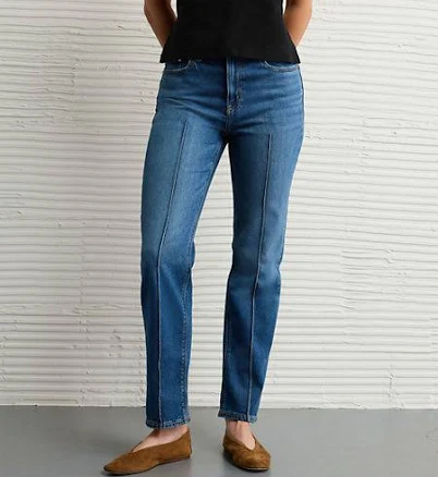 AE Stretch Super High-Waisted Ankle Straight Jean