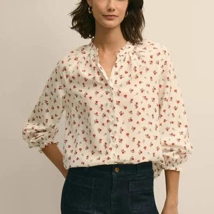 Brooks Brothers Women's Silk-Cotton Floral Print Blouse