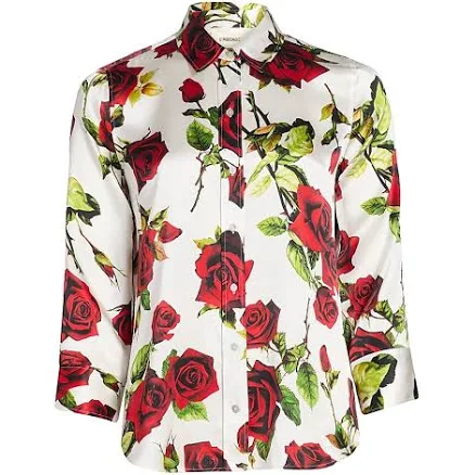 L'AGENCE Women's Silk Rose-Printed Blouse