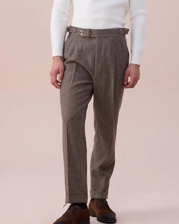 Marini Milano High Waisted Herringbone Wool Pants