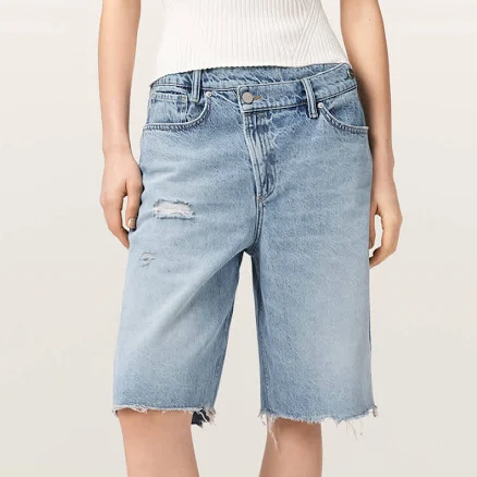 Allsaints Women's Aki Crossover Wide Leg Denim Shorts