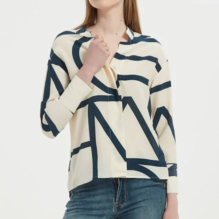 Rachelsilk Women's Geometric Print Silk Shirt