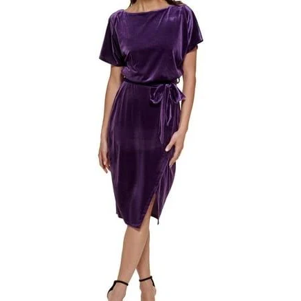 Kensie Women's Velvet Boatneck Midi Dress