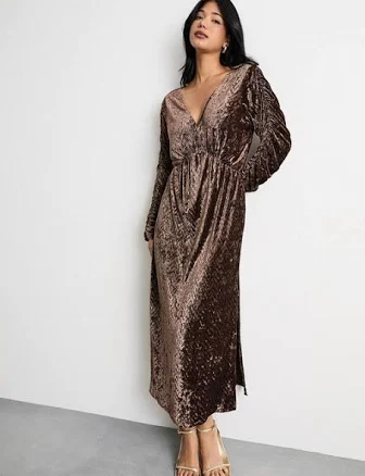 Warehouse Women's Batwing Velvet Midi Dress