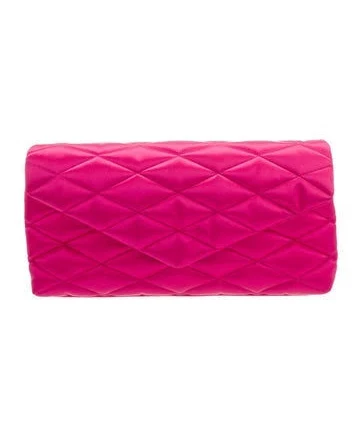 SAINT LAURENT Quilted Satin Puffer Clutch