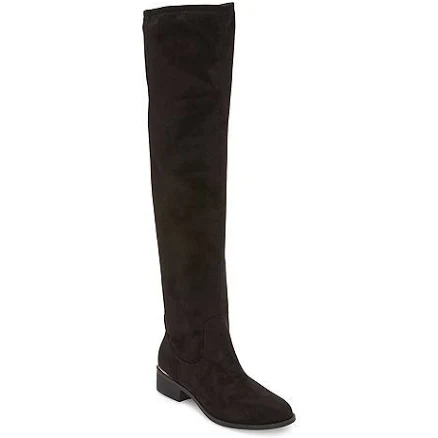Worthington Women's Palmetto Flat Heel Over the Knee Boots | Black | Regular 7 | Boots Over The Knee Boots | Memory Foam