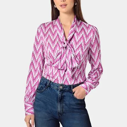 Hawes & Curtis Women's Geometric Pussybow Blouse