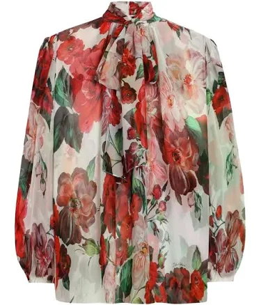 Woman Dolce & Gabbana Chiffon Pussy-bow Blouse With Rose