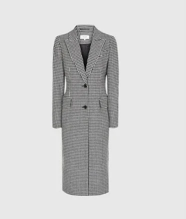 Reiss Lara Puppytooth Crombie Coat Size 0