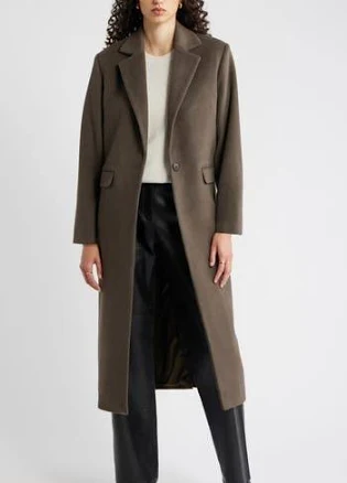 Nordstrom Wool Blend One-Button Coat