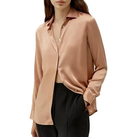 Lilysilk Women's Minimalist Silk Blouse with Shell Buttons