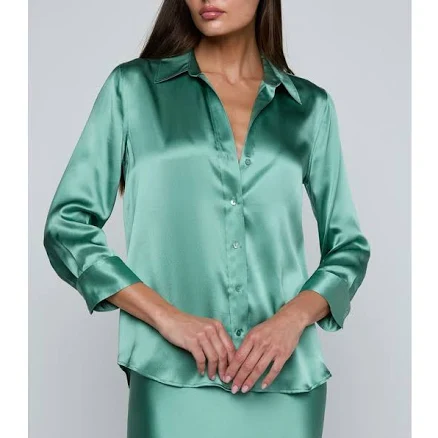 L'AGENCE Women's Dani Silk 3/4-Sleeve Button-Down Blouse