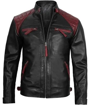 Lambskin Leather Quilted Biker Jacket