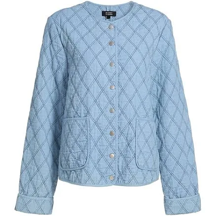 ONLY Studio Women's Quilted Cotton-Blend Denim Jacket